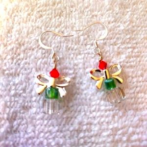 Christmas sterling silver, Swarovski Crystal Earrings.